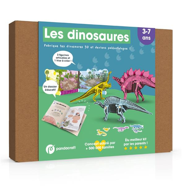 LES DINOSAURES - KIT PANDACRAFT 3-7 ANS - FABRIQUE TES DINOSAURES 3D ET DEVIENS PALEONTOLOGUE