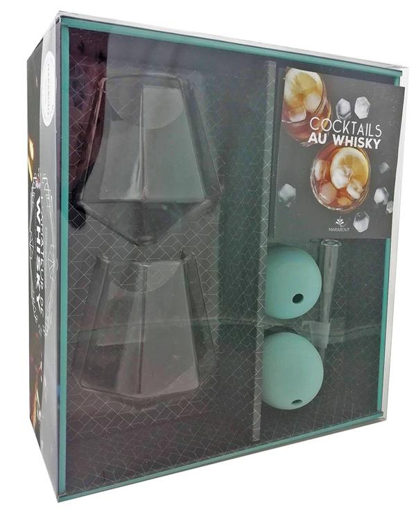 L'amateur de whisky "Voyage au pays des Highlands". Coffret avec 2 sphères à glaçon, 2 verres diaman