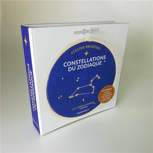 Constellations du zodiaque. Atelier broderie. 12 signes du zodiaque à broder. Contient : 1 mini-tamb