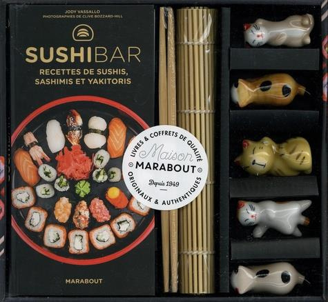 La box kawaï sushibar. Avec 5 paires de baguettes, 5 porte-baguettes, 1 natte en bambou
