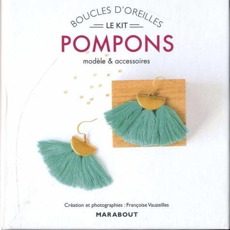 Boucles d'oreille pompons. Modèles et accessoires. Avec 6 pompons, 2 crochets de boucles d'oreilles,