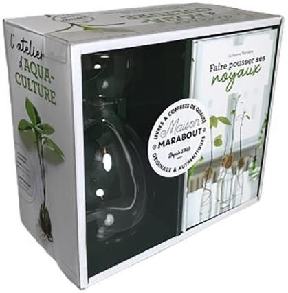 Coffret L'atelier d'aqua-culture. Le livre Faire pousser ses noyaux avec 1 vase spécialement conçu