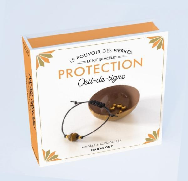 Le kit bracelet protection. Oeil-de-tigre. Pack avec 1 perle ronde en oeil-de-tigre, 2 petites perle