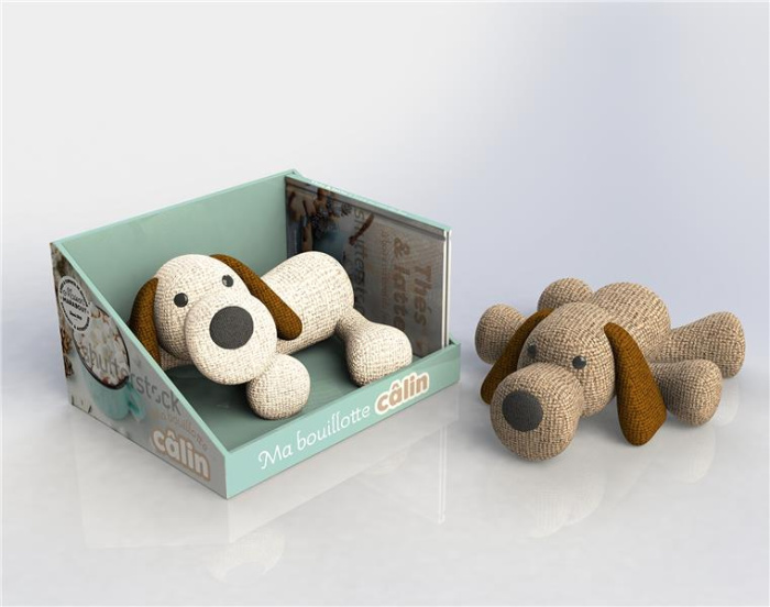 Coffret ma bouillote câlin. Avec 1 chien bouillotte, 1 coussin de billes et 1 livre de recettes de t