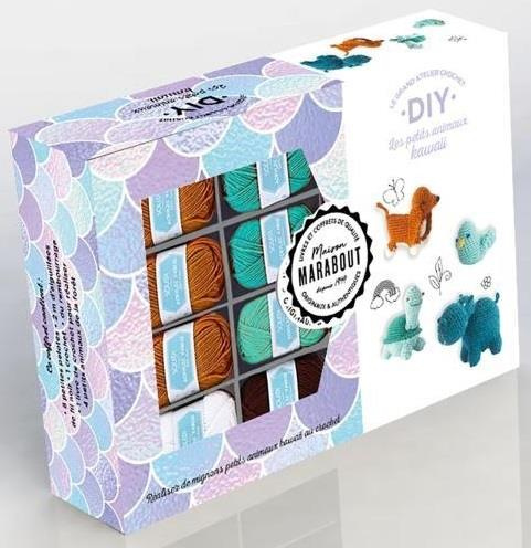 Coffret Le grand atelier crochet DIY Les amigurumi kawaii. Avec 1 crochet, des petites pelotes, du f