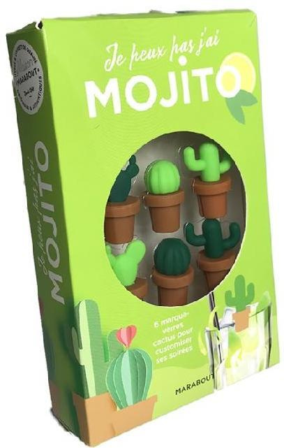 Coffret Je peux pas j'ai mojito. 6 marque-verres cactus pour customiser ses soirées