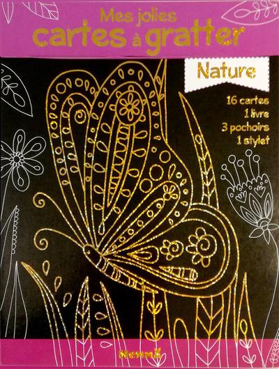 Mes jolies cartes à gratter Nature. Avec 16 cartes, 3 pochoirs et 1 stylet