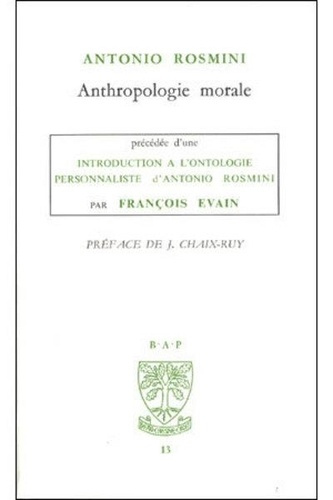 Bap n13 - Introduction à l'ontologie personnaliste d'Aantonio Rosmini