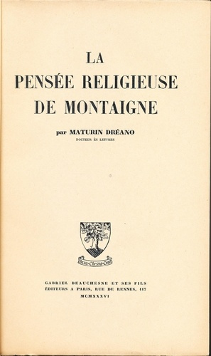LA PENSEE RELIGIEUSE DE MONTAIGNE