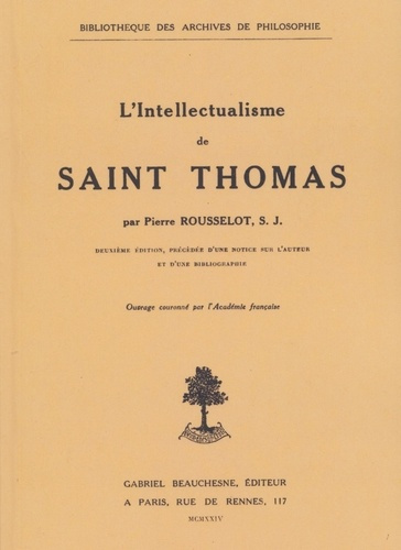 L'intellectualisme de Saint-Thomas