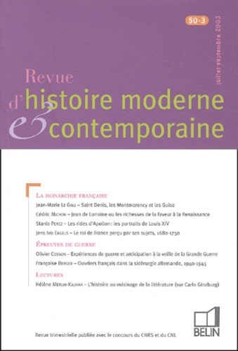 Revue d'histoire moderne et contemporaine/503/Revue d'histoire moderne et contemporaine Tome 503
