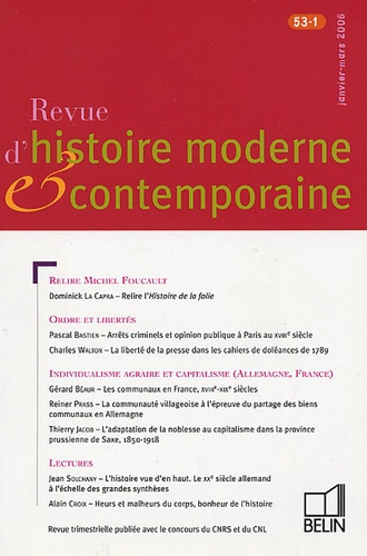 Revue d'histoire moderne et contemporaine/531/Revue d'histoire moderne et contemporaine Tome 531