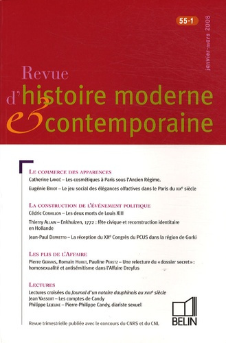 Revue d'histoire moderne et contemporaine Tome 55 N° 1, Janvier-mars 2008