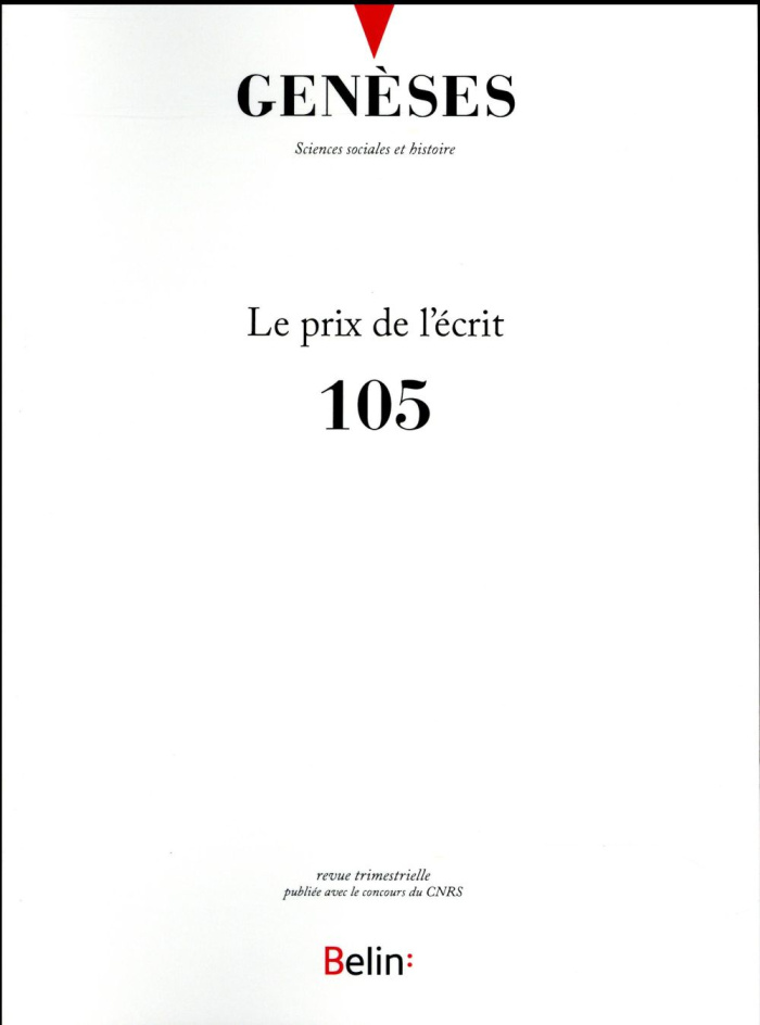 Genèses N° 105 : Le prix de l'écrit
