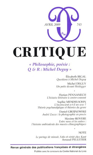 Critique N° 743, Avril 2009
