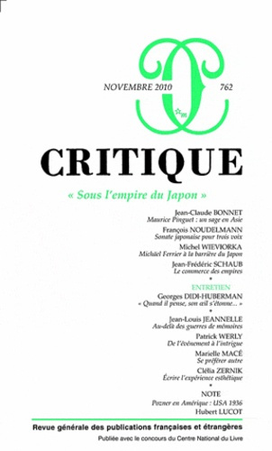 Critique N° 762, Novembre 2010 : Sous l'empire du Japon