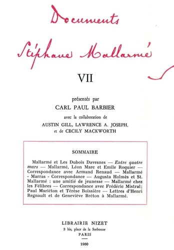 Documents Stéphane Mallarmé VII
