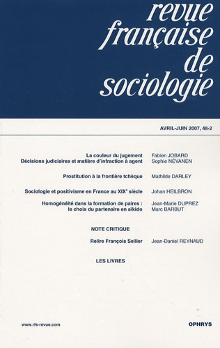 Revue française de sociologie N° 48-2, Avril-Juin 2007