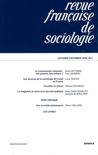 Revue française de sociologie N° 49-4, Octobre-Décembre 2008