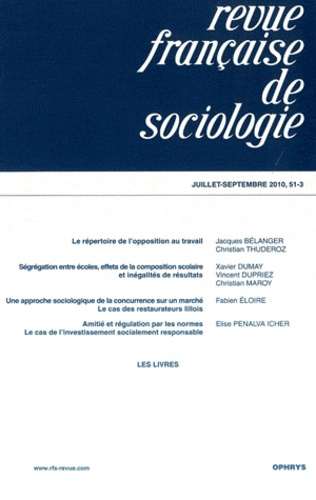 Revue française de sociologie N° 51-3, Juillet-septembre 2010