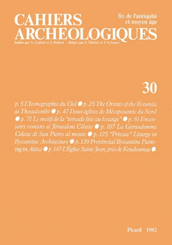 Cahiers archéologiques N° 30/1982