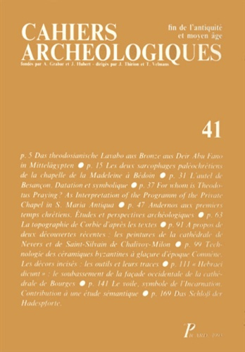 Cahiers archéologiques N° 41/1993