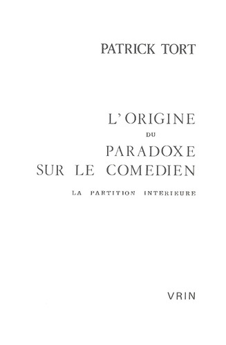 L'ORIGINE DU PARADOXE SUR LE COMEDIEN
