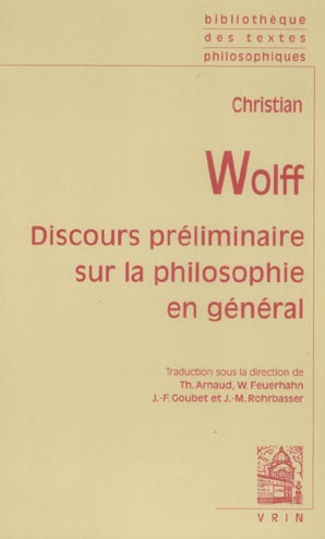 DISCOURS PRELIMINAIRE SUR LA PHILOSOPHIE EN GENERAL