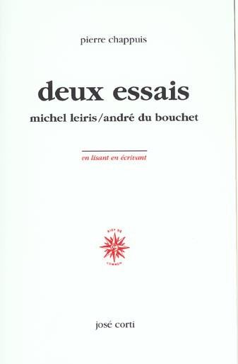 Deux essais - Michel Leiris / André du Bouchet