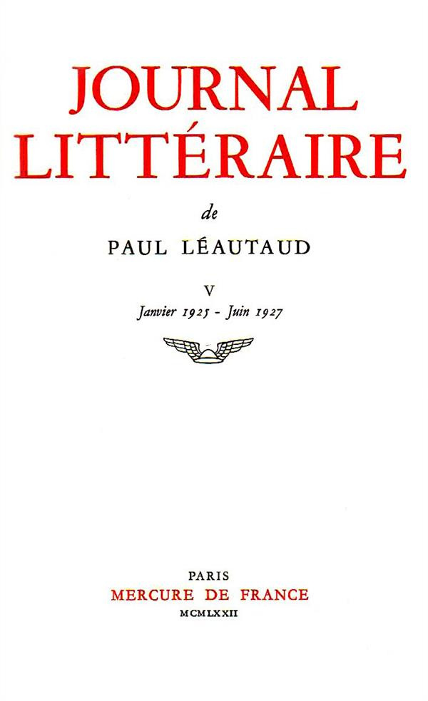 JOURNAL LITTERAIRE - VOL05 - 1925-1927