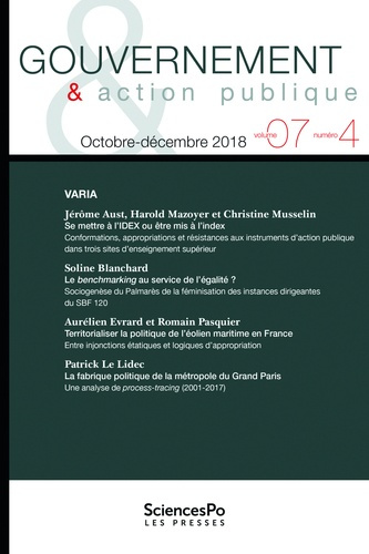 Gouvernement & action publique Volume 7 N° 4, décembre 2018