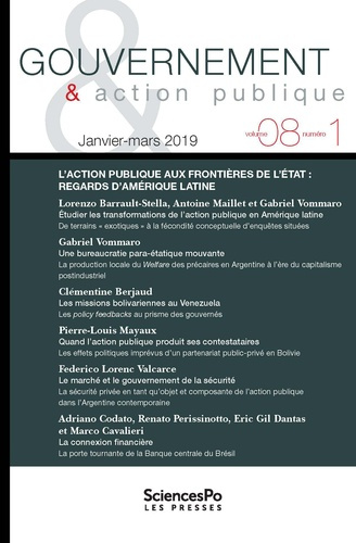 Gouvernement & action publique Volume 8 N° 1, janvier-mars 2019 : L'action publique aux frontières d