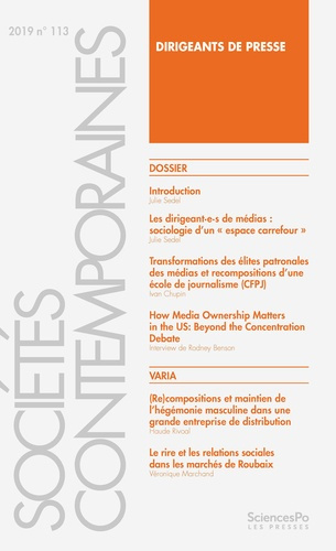 Sociétés contemporaines N° 113, 2019 : Dirigeants de presse