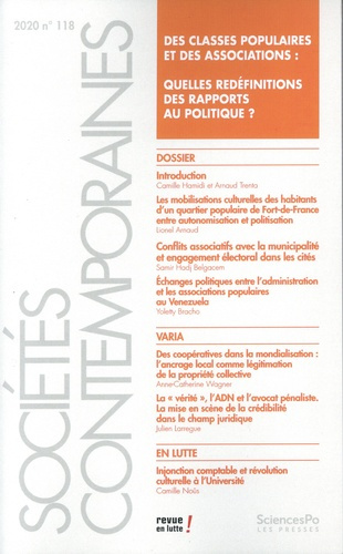Sociétés contemporaines N° 118, 2020 : Des classes populaires et des associations. Quelles redéfinit