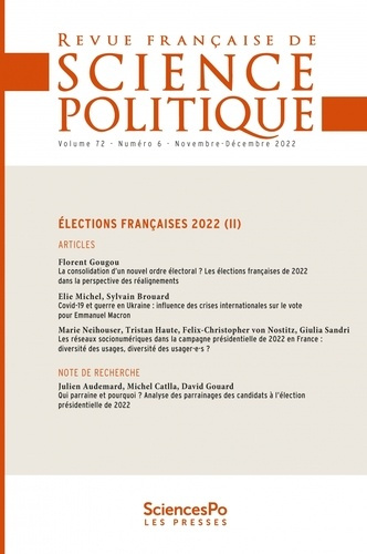 Revue française de science politique Volume 72 n°6, Novembre-Décembre 2022