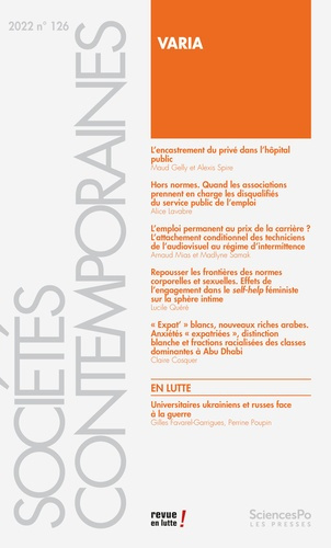 Sociétés contemporaines N° 126, 2022 : Varia