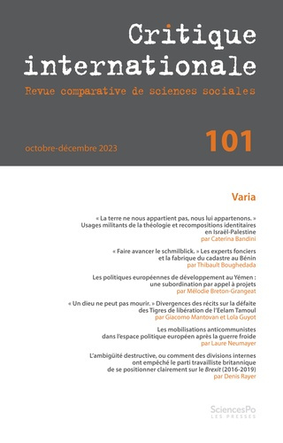 Critique internationale N° 101
