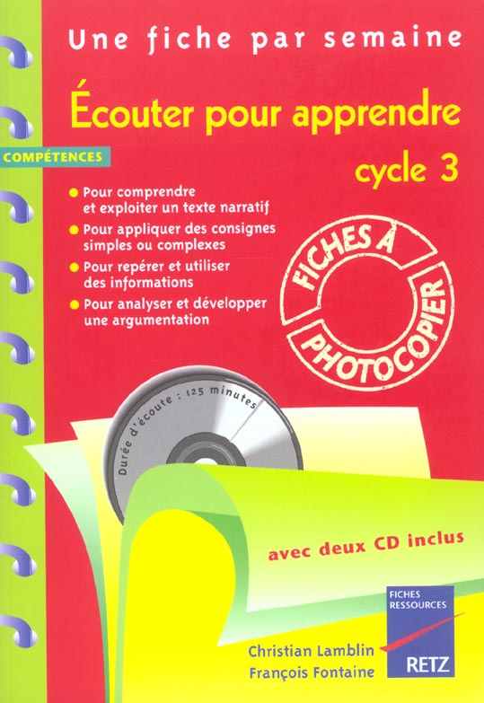 Ecouter pour apprendre cycle 3. Avec 2 CD audio
