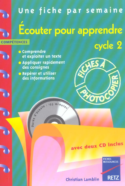 Ecouter pour apprendre Cycle 2. Avec 2 CD audio