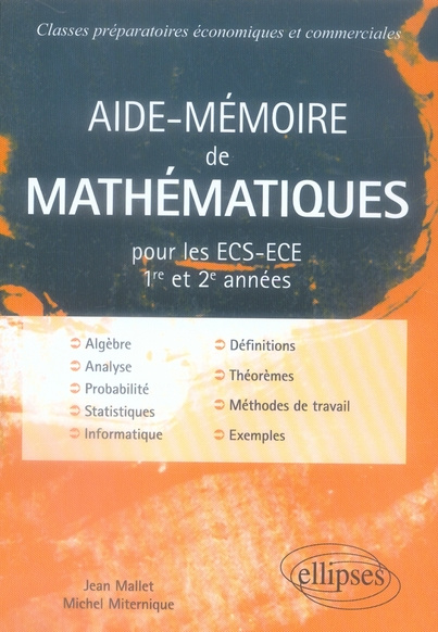 Aide-Mémoire de Mathématiques. ECS-ECE 1e et 2e années