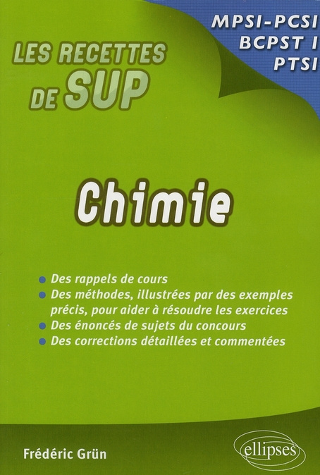 Chimie. MPSI/PCSI/PTSI/BCPST1
