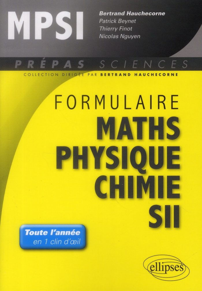 Formulaire MPSI mathématiques physique-chimie SII