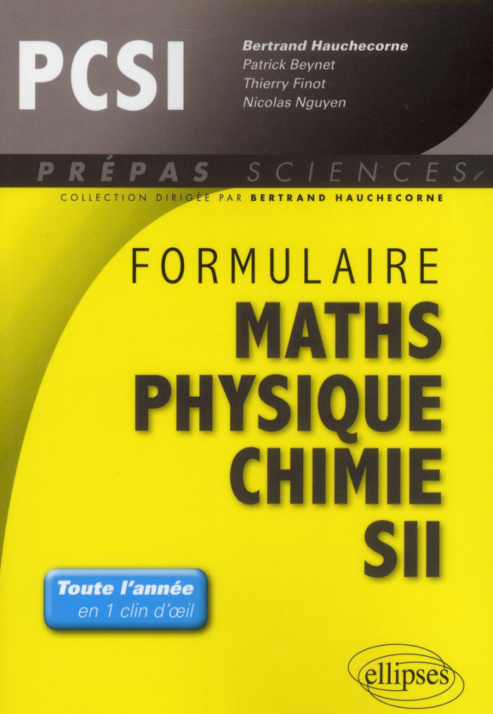 Formulaire PCSI mathématiques physique chimie SII