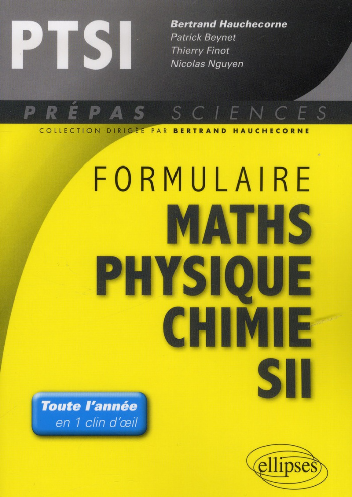 Formulaire PTSI mathématiques physique-chimie SII