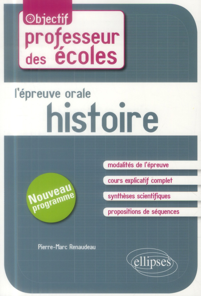 L'épreuve orale d'admission histoire concours profeseur des écoles nouveau programme
