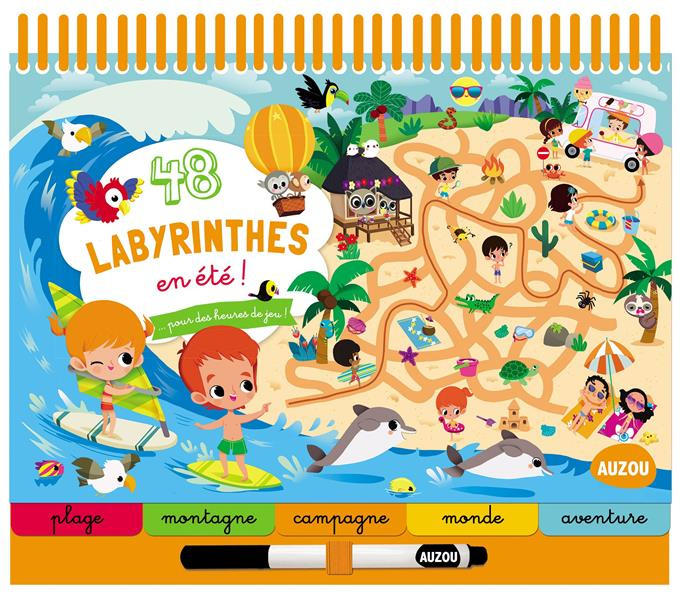 48 labyrinthes en été ! Avec un feutre effaçable