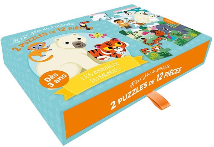 P'TITS JEUX - P'TIT JEU DE PUZZLE - 2 PUZZLES DE 12 PIECES - LES ANIMAUX DU MONDE !