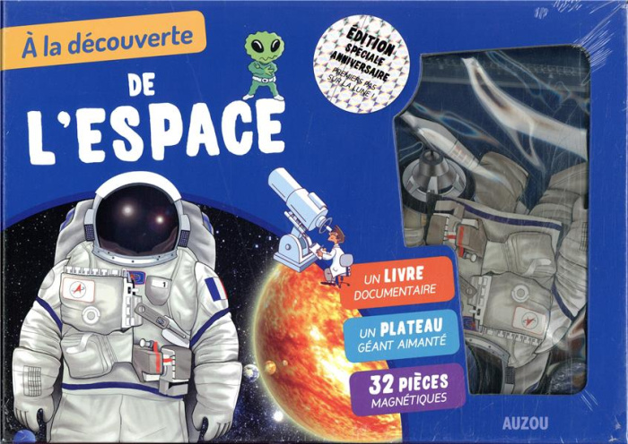 A la découverte de l'espace. Coffret avec un plateau géant aimanté et 32 pièces magnétiques