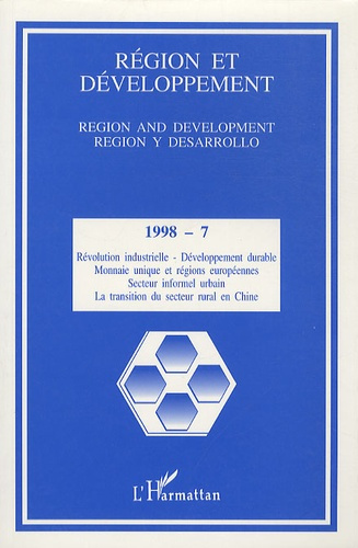Région et Développement N° 7-1998 : Révolution Industrielle - Développement durable