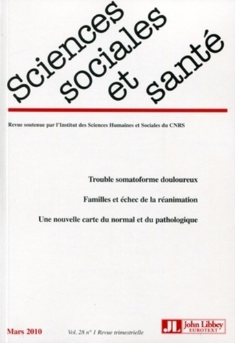 Sciences Sociales et Santé Volume 28 N° 1, Mars 2010